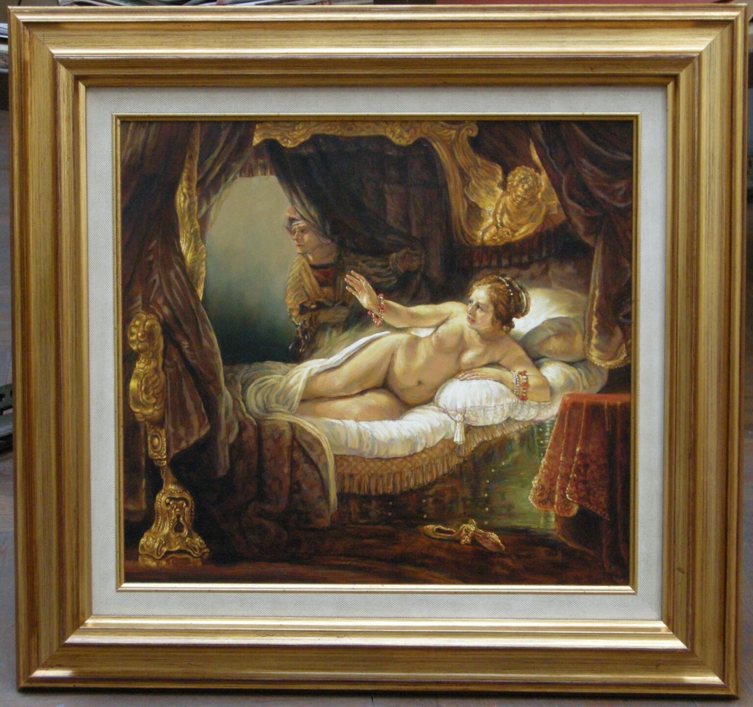 "Danae" Rembrandt kopia wg Lech Wadlewski Olej na płótnie