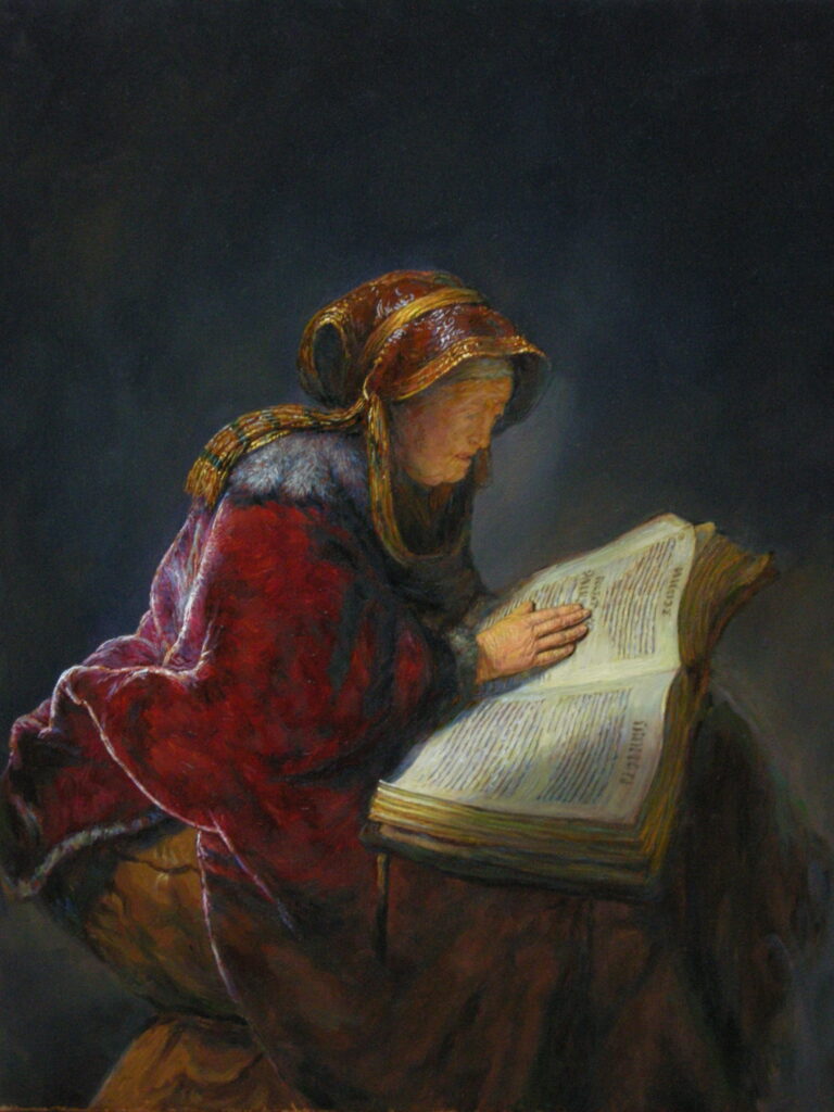 Rembrandt "Prorokini Anna" Kopia wg Lech Wadlewski Olej na płótnie