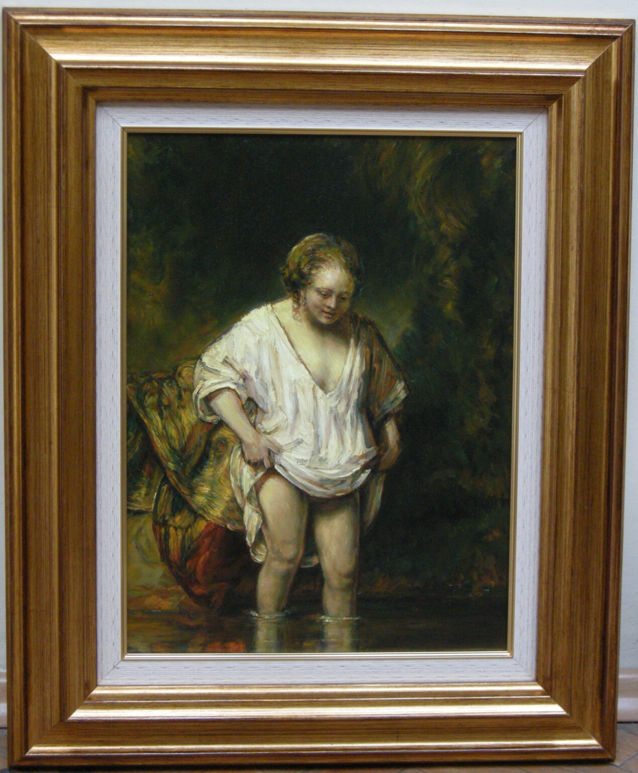Rembrandt "Kąpiąca się dziewczyna" Kopia wg Lech Wadlewski Olej na płótnie