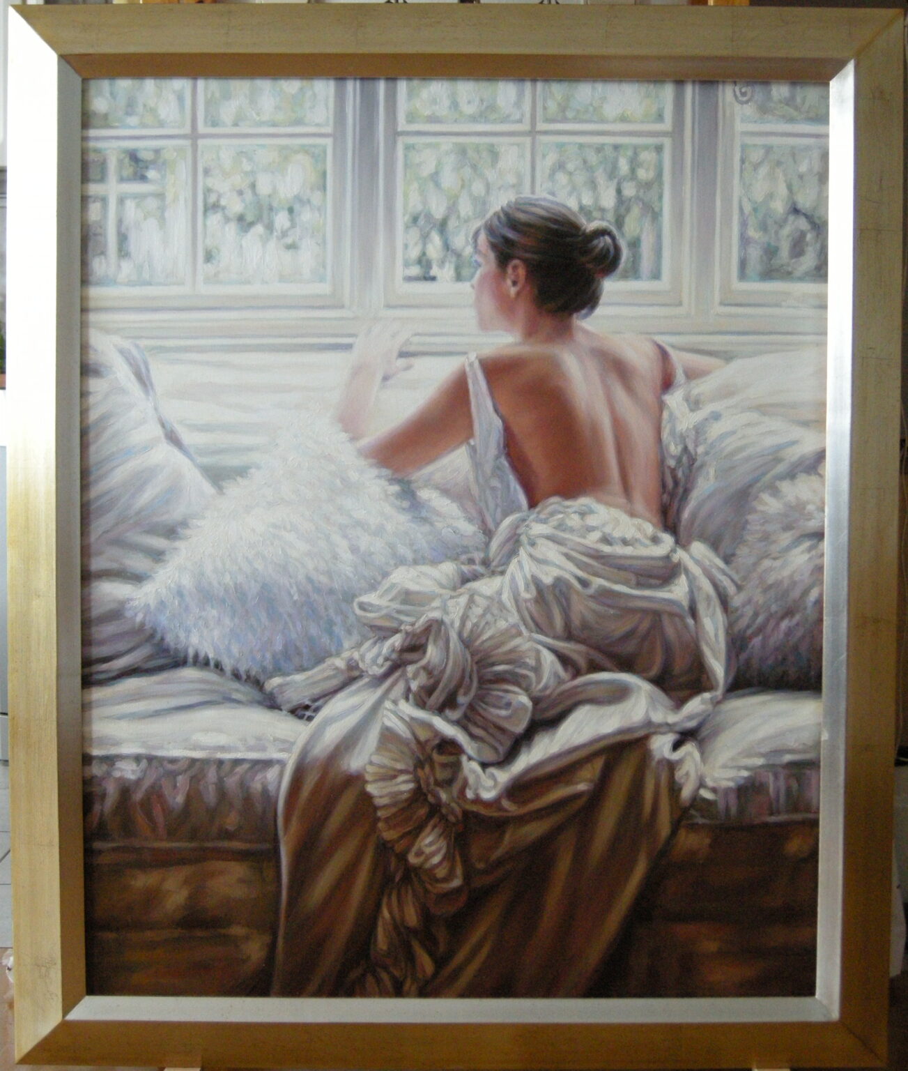 "Kobieta patrząca przez okno" Rob Hefferan Kopia wg Lech Wadlewski Olej na płótnie