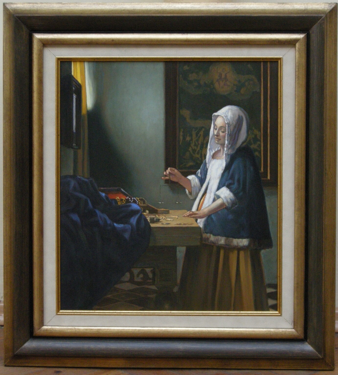 Jan Vermeer "Kobieta z wagą" Kopia wg Lech Wadlewski Olej na płótnie