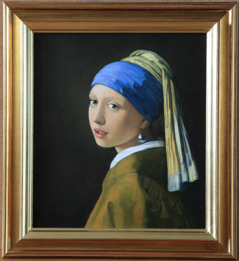 Kopia obrazu J. Vermeera, "Dziewczyna z perłą", namalował Lech Wadlewski