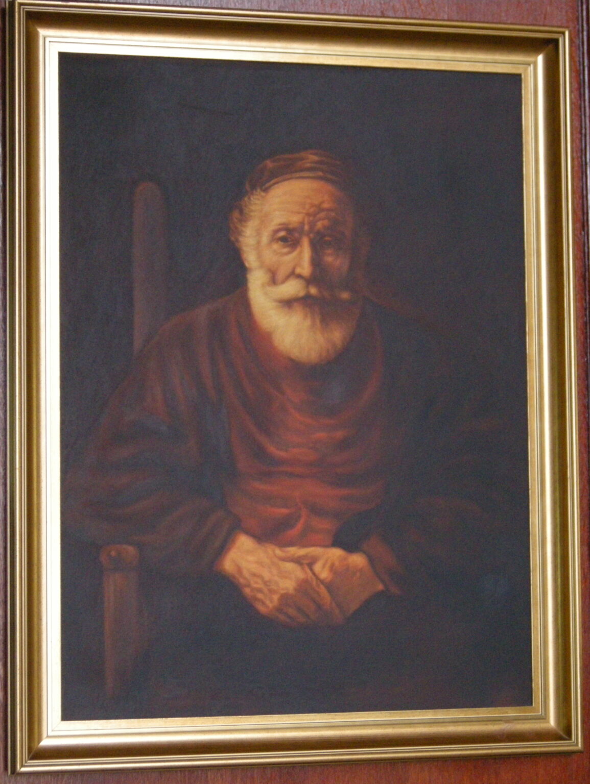 Lech Wadlewski "Portret starego człowieka w czerwieni" Olej na płótnie Kopia wg Rembrandt "Portret starego człowieka w czerwieni"