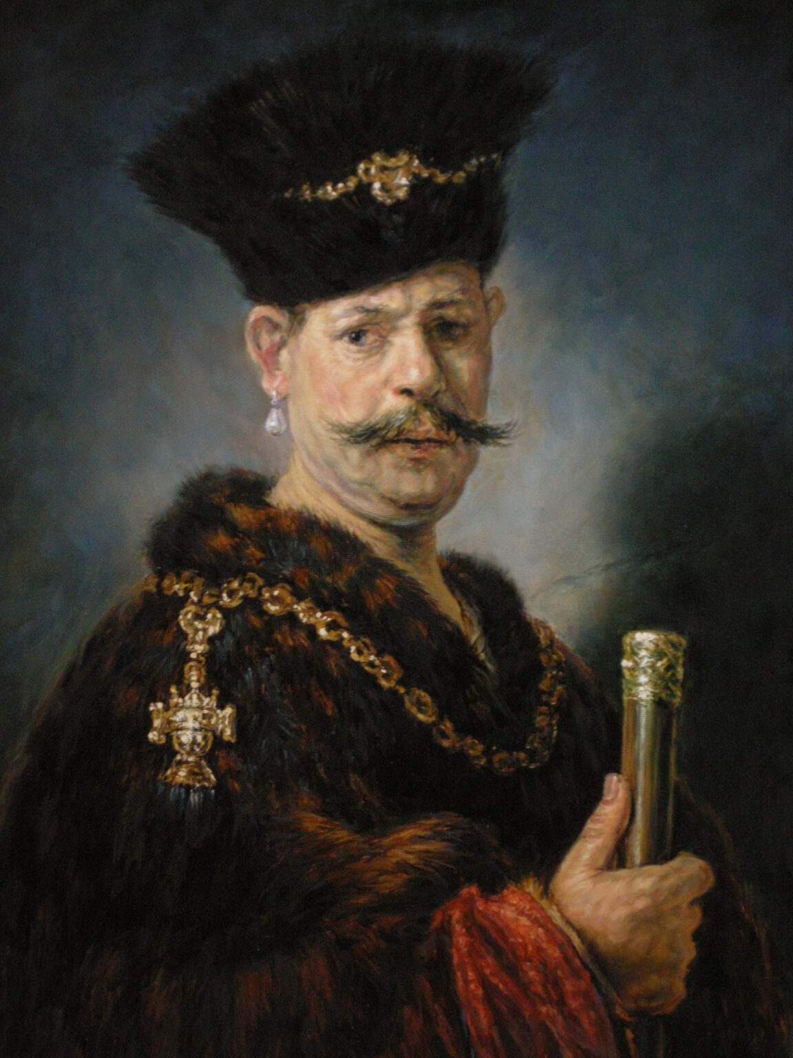 Lech Wadlewski "Szlachcic polski" Olej na płótnie Kopia wg Rembrandt "Szlachcic polski"