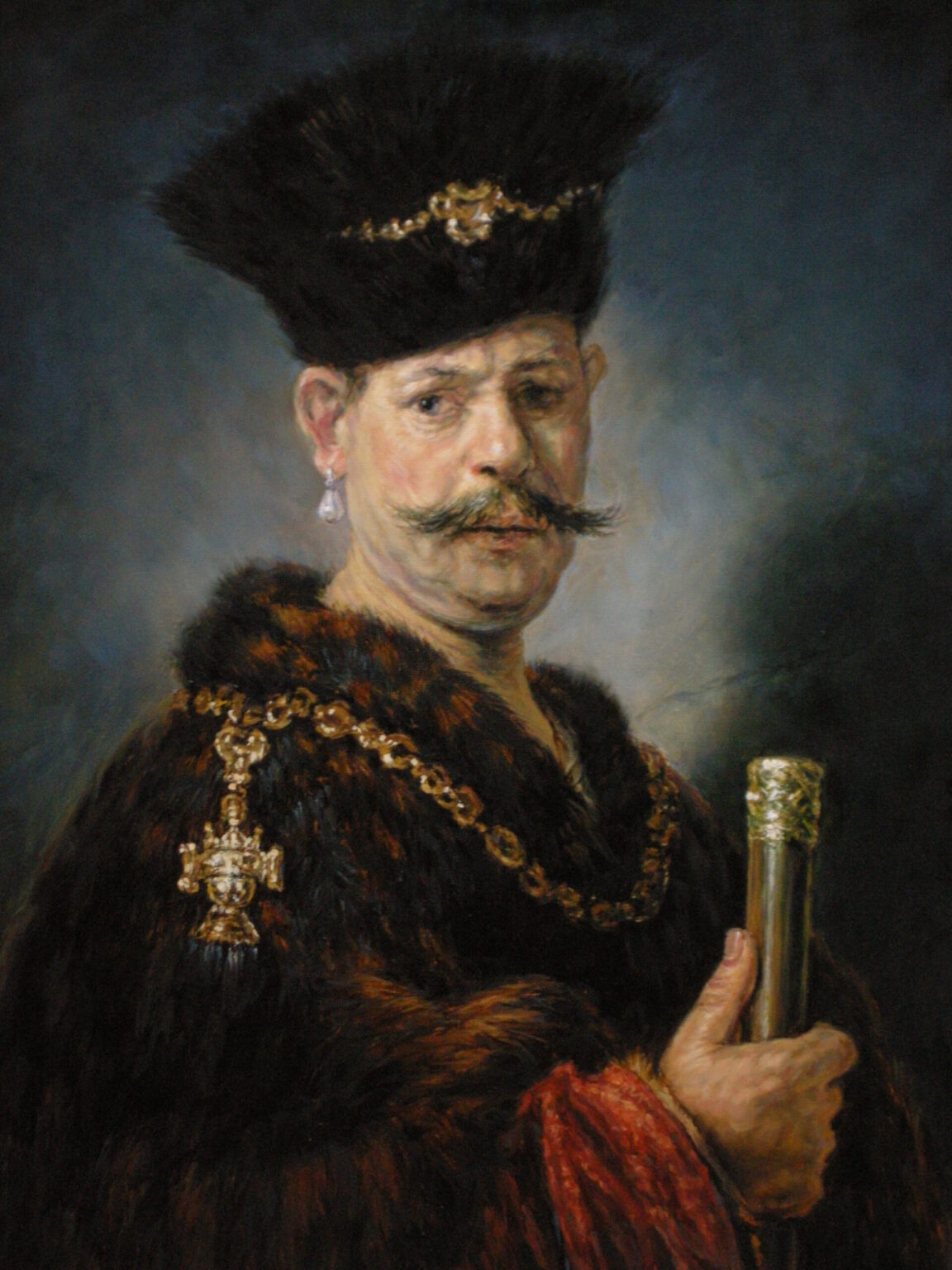 Lech Wadlewski "Szlachcic polski" Olej na płótnie Kopia wg Rembrandt "Szlachcic polski"