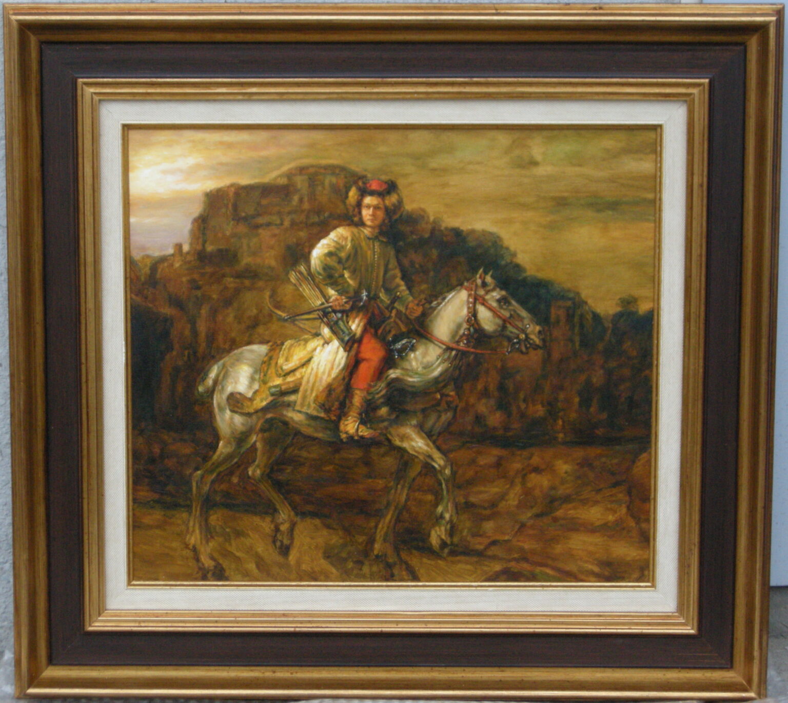 Lech Wadlewski "Jeździec polski" olej na płótnie Kopia wg Rembrandt "Jeździec polski"