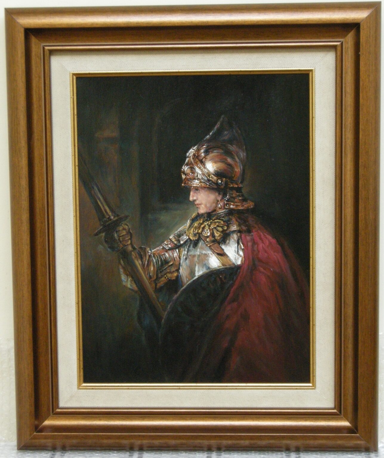 Lech Wadlewski "Mężczyzna w chełmie" Olej na plótnie Kopia wg Rembrandt "Mężczyzna w chełmie"