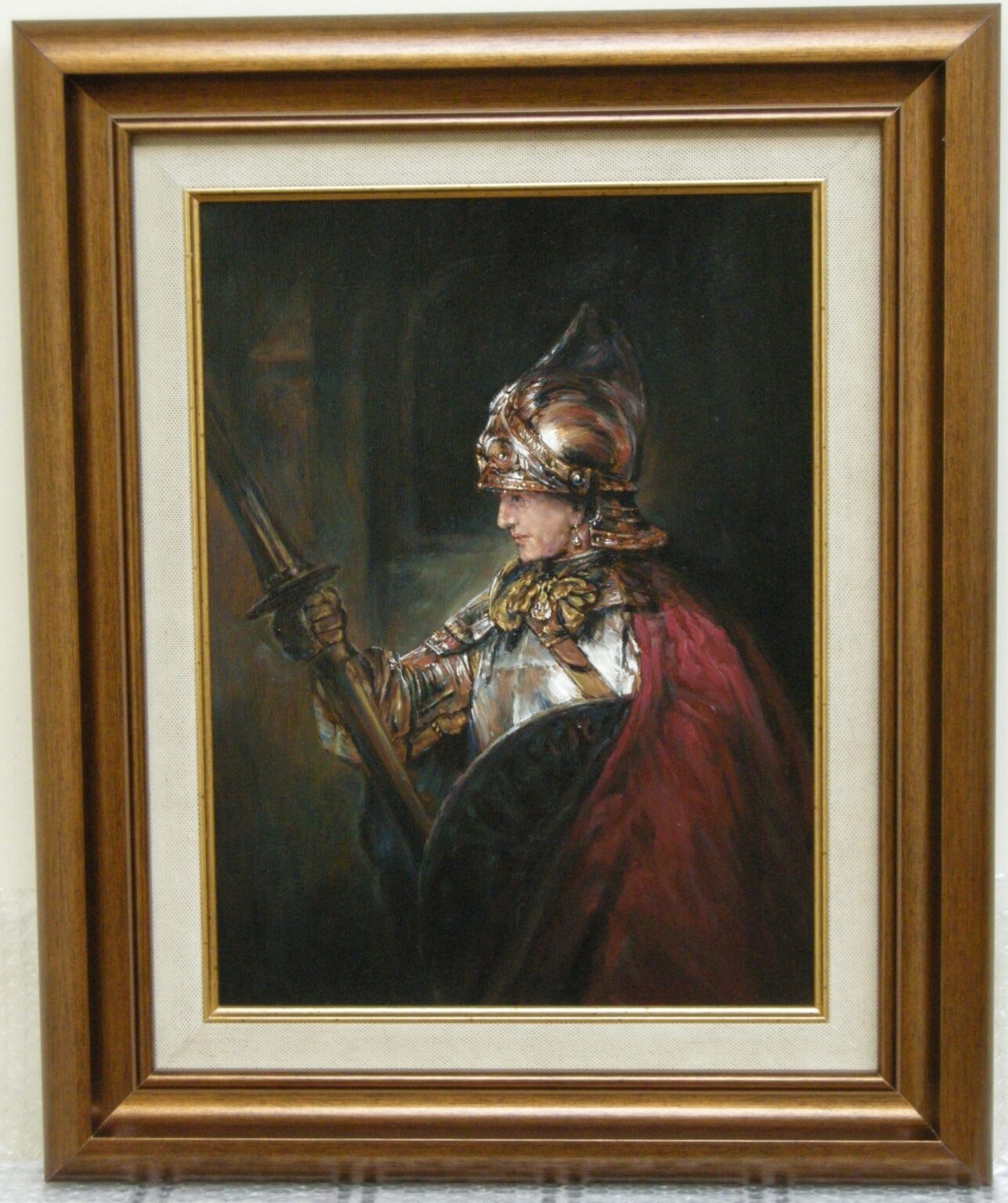 Lech Wadlewski "Mężczyzna w chełmie" Olej na plótnie Kopia wg Rembrandt "Mężczyzna w chełmie"