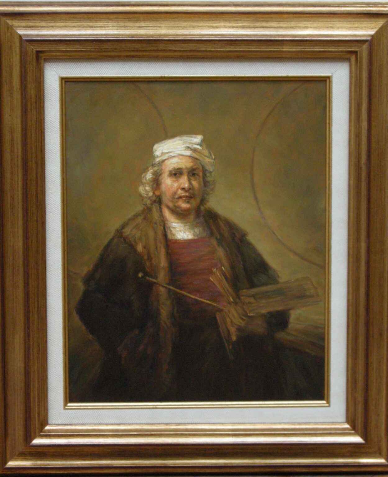 Lech Wadlewski "Autoportret" Olej na płótnie Kopia wg Rembrandt "Autoportret" (1661)