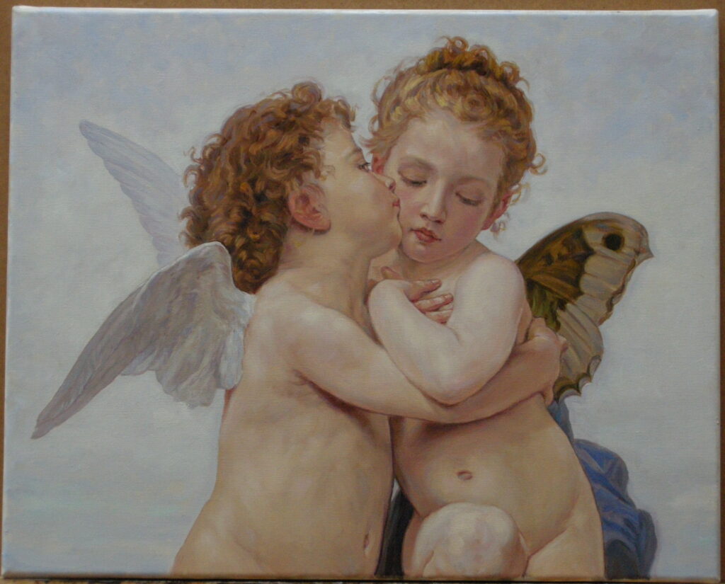 Kopia wg Lech Wadlewski "Pierwszy pocałunek" (fragment) William Bouguereau Olej na plótnie