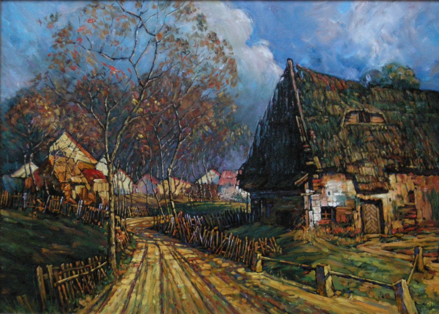 Kopia wg Lech Wadlewski Eugen Burkert "Wieś dolnego śląska z 1912 r." Olej na płótnie